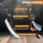 ZENG Butcher Knife Hand Forged Boning Knife with Sheath Viking Style, High Carbon Steel Japanese Chef Knife Meat Cleaver Knife for Kitchen, Camping, Outdoor, BBQ