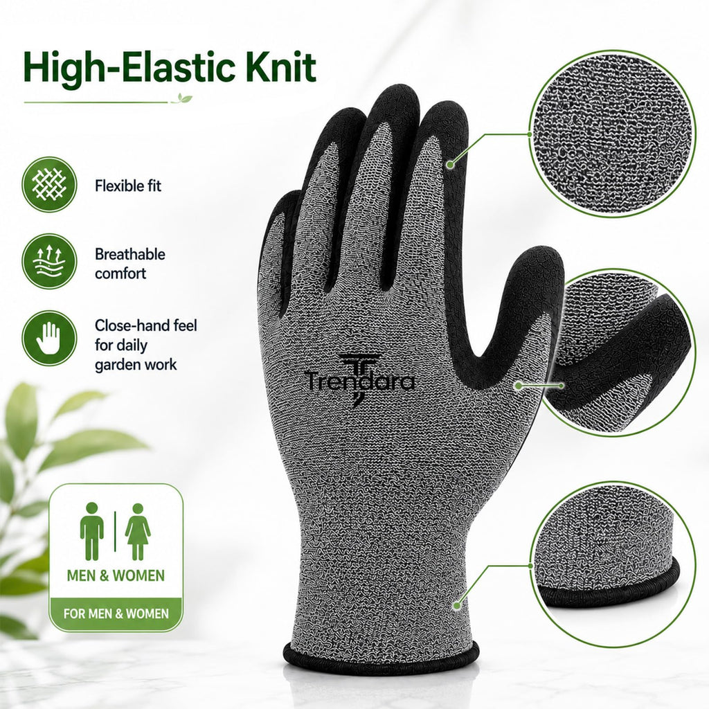 Trendara 8 Pairs gloves for men gardening gloves,garden gloves for women,Breathable latex dipped gloves,Suitable for weeding and warehouse handling
