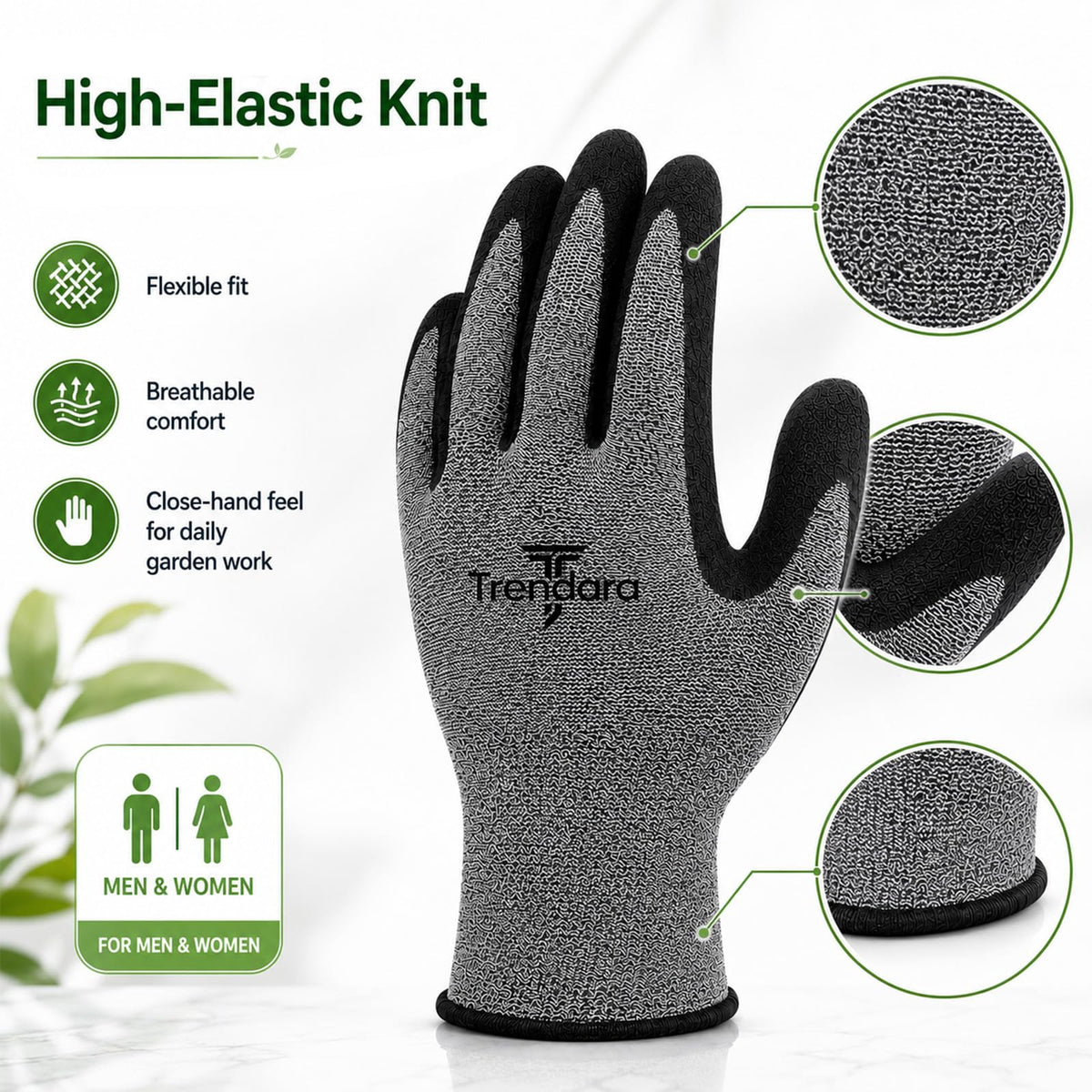 Trendara 8 Pairs gloves for men gardening gloves,garden gloves for women,Breathable latex dipped gloves,Suitable for weeding and warehouse handling