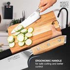 Moritz & Moritz 8-Inch Chef’s Knife, German Stainless Steel Kitchen Knife with Acacia Wood Handle, Professional All-Purpose knives for Slicing, Chopping & Dicing, Razor Sharp & Ergonomic