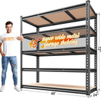 REIBII 48" W Garage Shelving Heavy Duty 3020LBS Storage Shelves 5 Tier Heavy Duty Shelving Adjustable Garage Shelves for Basement, Warehouse, Commercial, Easy Assemble, 48" W x 72" H x 24" D