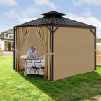 Gazebo Privacy Curtains 12' x 14' with Zipper 4-Panels Side Wall Universal Replacement for Patio, Outdoor Canopy, Garden and Backyard (Curtain Only)