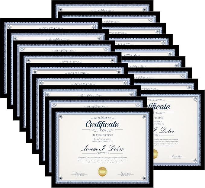 8.5x11 Picture Frame Set of 18,Black 8.5x11 Photo Frames Bulk for Document Certificate Award Diploma, Wall Hanging or Tabletop Display