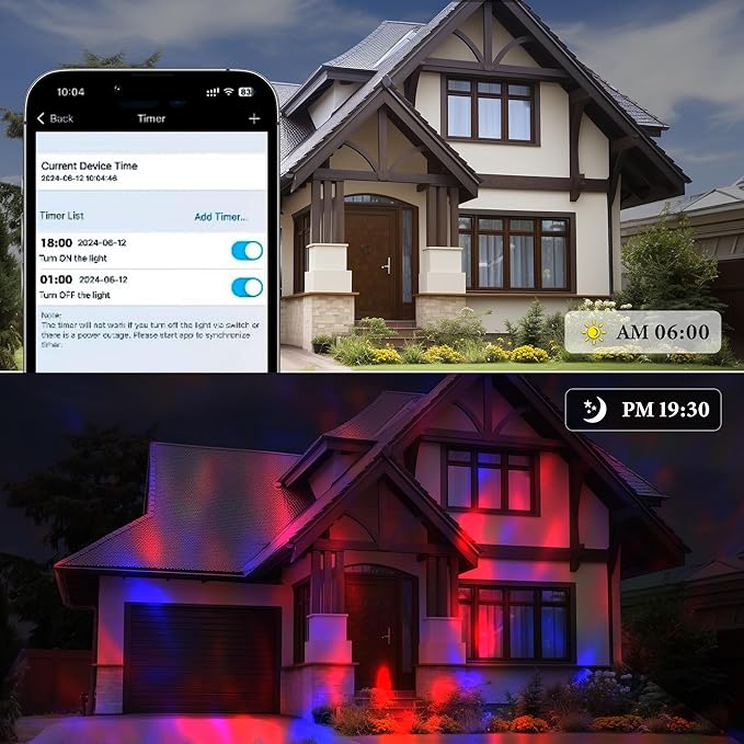 Water Wave Projector with APP & RF Control, IP65 Waterproof Smart Outdoor Lights, 1-100% Dimmable Color Changing, Music Sync & Flame Effect for Pool Party, Ocean Ripple Landscape Lighting