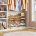 Hoctieon 4 Tier Mesh Style Shoe Rack, Entryway Shoe Shelf, Shoe Storage Organizer, Shoe Rack for Closet, Space Save for Bathroom, Garage, Hallway, Bedroom, Living Room, Gold
