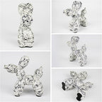 Creative Balloon Dog Statues Small Ceramic Animal Sculpture Modern Home Decor Living Room Desktop Decorations Bedroom Office Cabinet Ornament (White-B)