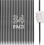 16 inches Rebar Stakes Heavy Duty (34-Pack) Metal Spikes for Concrete Timber, Garden Plant, Straight Steel Stakes for Tent, 3/8" Thickness Ground Anchors with Chisel Point End, Black
