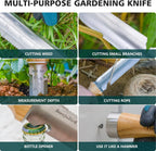 Berry&Bird Hori Hori Garden Knife, Multi-Purpose Gardening Knifes with 7" Stainless Steel Double Edge Sharp Blade, Soil Knife with Canvas Sheath, Full-Tang Garden Tools for Weeding Planting Digging