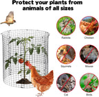 6 Sets of 18'' x 12'' Garden Plant Protectors from Animals with Detachable Covers Metal Plant Cage Chicken Wire Cloche with Ground Stakes and Nylon Tie Wire Plant Cage to Keeping Bunny Animals Out