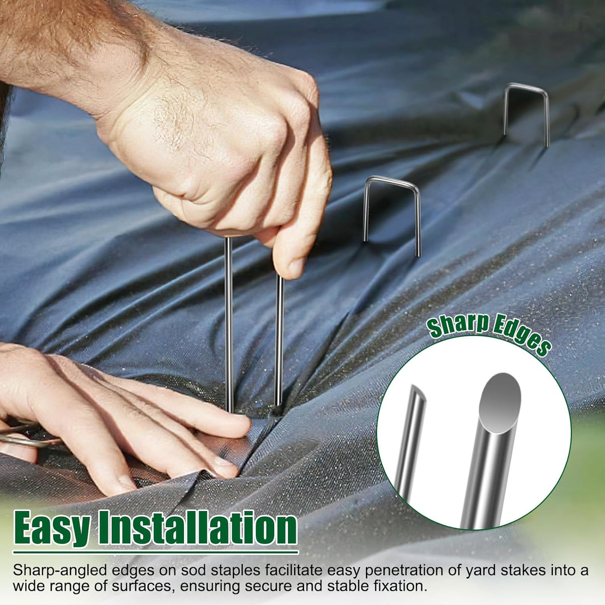 12 Inch 11 Gauge Galvanized Landscape Staples Stakes for Decoration, 25/100/200pcs Garden Metal Stakes for Weed Barrier Fabric, Fence Stakes, Tent Stakes (12in, 25pcs)