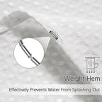 Waterproof Fabric Shower Curtain, Extra Long White Waffle Simple Neutral Weighted Shower Curtains for Bathroom, 256GSM Modern Ivory Thick with 12 Hooks, 72Wx96H