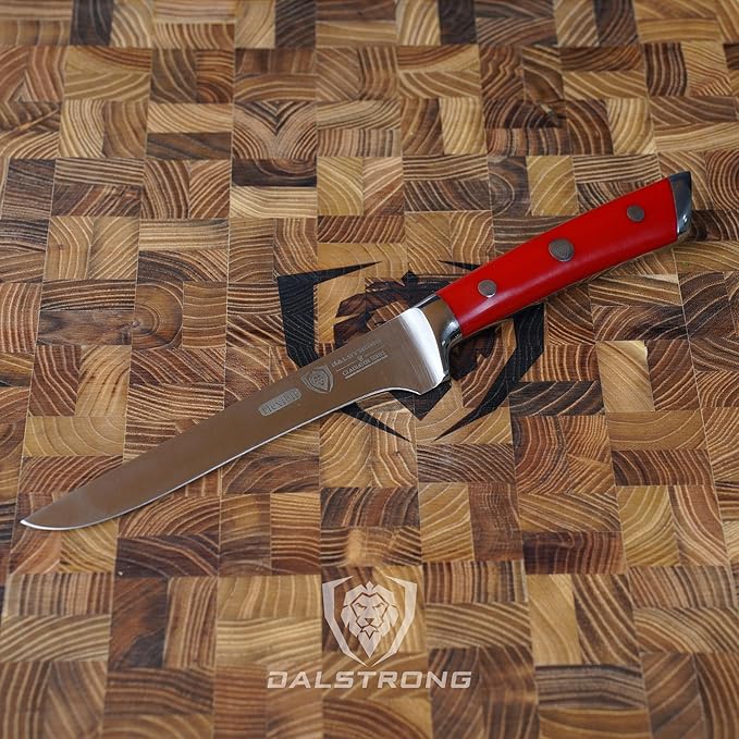 Dalstrong Boning Knife - 6 inch - Gladiator Series - High Carbon German Steel - Crimson Red ABS Handle - Meat Carving, Trimming, Deboning - w/Sheath - NSF Certified