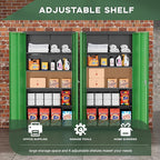 Greenvelly Metal Garage Storage Cabinet with Doors and Adjustable Shelves,72" Steel Lockable File Cabinet for Home Office,Garage,School(Black Green,32" W x 16" D)