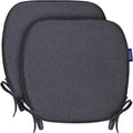 SleepMan Outdoor 17"x16" Chair Cushions with Ties Set of 2, Water Resistant All Weather U-Shape Seat Pads for Patio Garden Furniture Indoor (Set of 2, Grey Black)