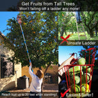 DonSail Fruit Picker Pole Tool with Basket Long Handle, 35-65 Inch Adjustable Apple Orange Picker Pole Tool with Basket for Avocado Acorn Lemon Pear Mango Tree Picker