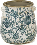 Dosayes Teal Ceramic Pot for Planter, Vintage Flower Pot with Drainage Holes, 6.3 inch Ice Crack Glazed Indoor Planters Pot with Handle (Cyan)