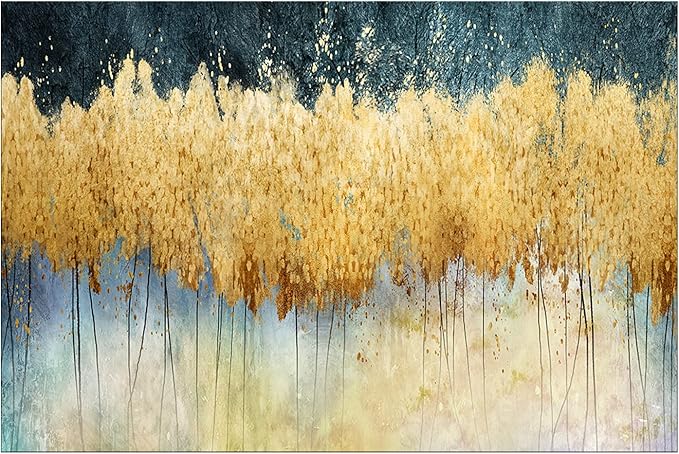 XXMWallArt FC2669 Canvas Wall Art Abstract Golden Forest Painting Modern Decor Abstract Canvas Prints for Living Room Bedroom Kitchen Home and Office Wall Decor