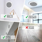 SABA Home Decor Air Vent Cover Grille - Acrylic Plexiglass 2" Round Duct Opening (4" Round Overall) White Finish Registers for Walls and Ceilings NOT for Floor USE, Charlotte (2, 4" Round Screws)