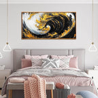 SIXTTART Abstract Living Room Pictures Wall Decor - Modern Office Artwork Wall Decor - Wooden Framed Wall Art for Bedroom Size 24" x 48"