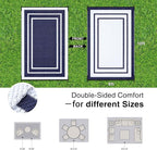 OLANLY Outdoor Rug 8x10 ft Waterproof, Reversible Outdoor Plastic Straw Rug, RV Mat, Indoor Outdoor Carpet Clearance for Patio, Camping, Balcony, Deck, Backyard, Navy & White