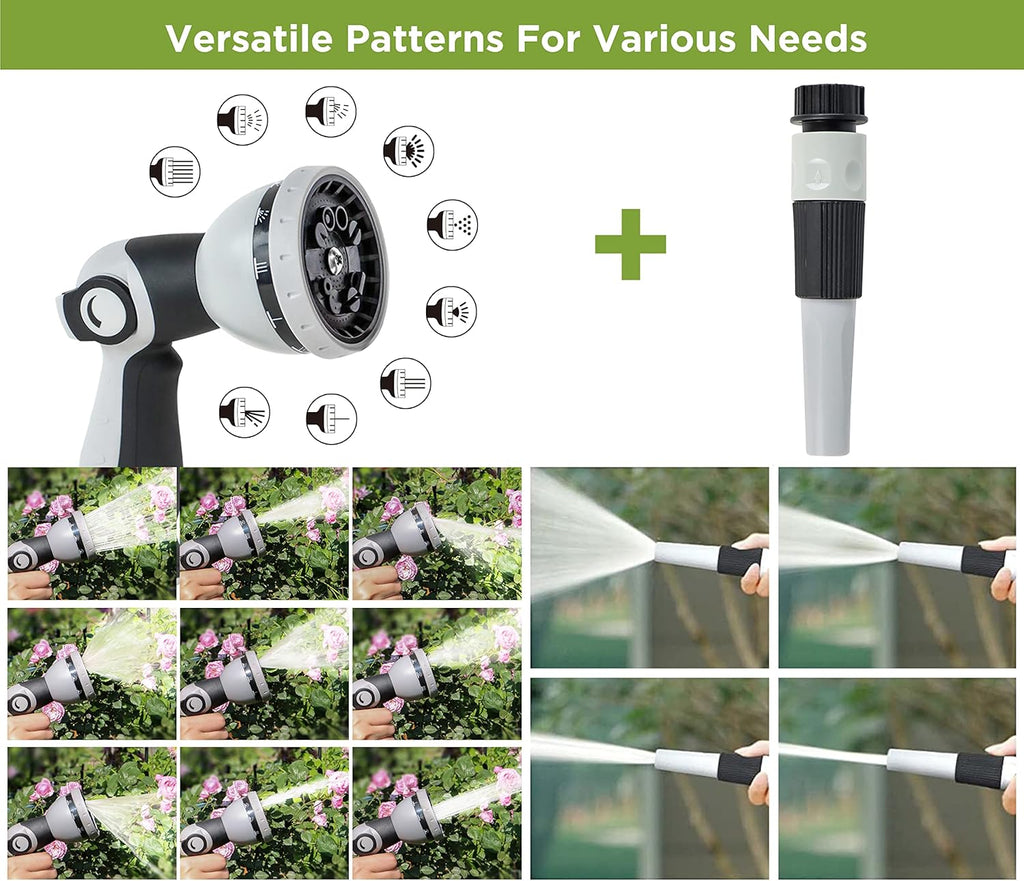 Tuyeho Retractable Garden Hose Reel 100FT, Wall Mount Heavy Duty Water Hose Reels with Automatic Slow Rewind System, Outdoor Hoses Reel with 2 Hose Nozzles for Garden Watering, Car Wash, Pet Shower