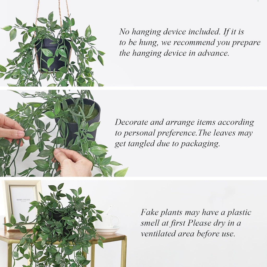 Fake Hanging Plants Artificial Small Potted Plants Mandala Leaves Faux Vines Indoor Greenery Plant for Living Room Shelf Decor (1 PCS)