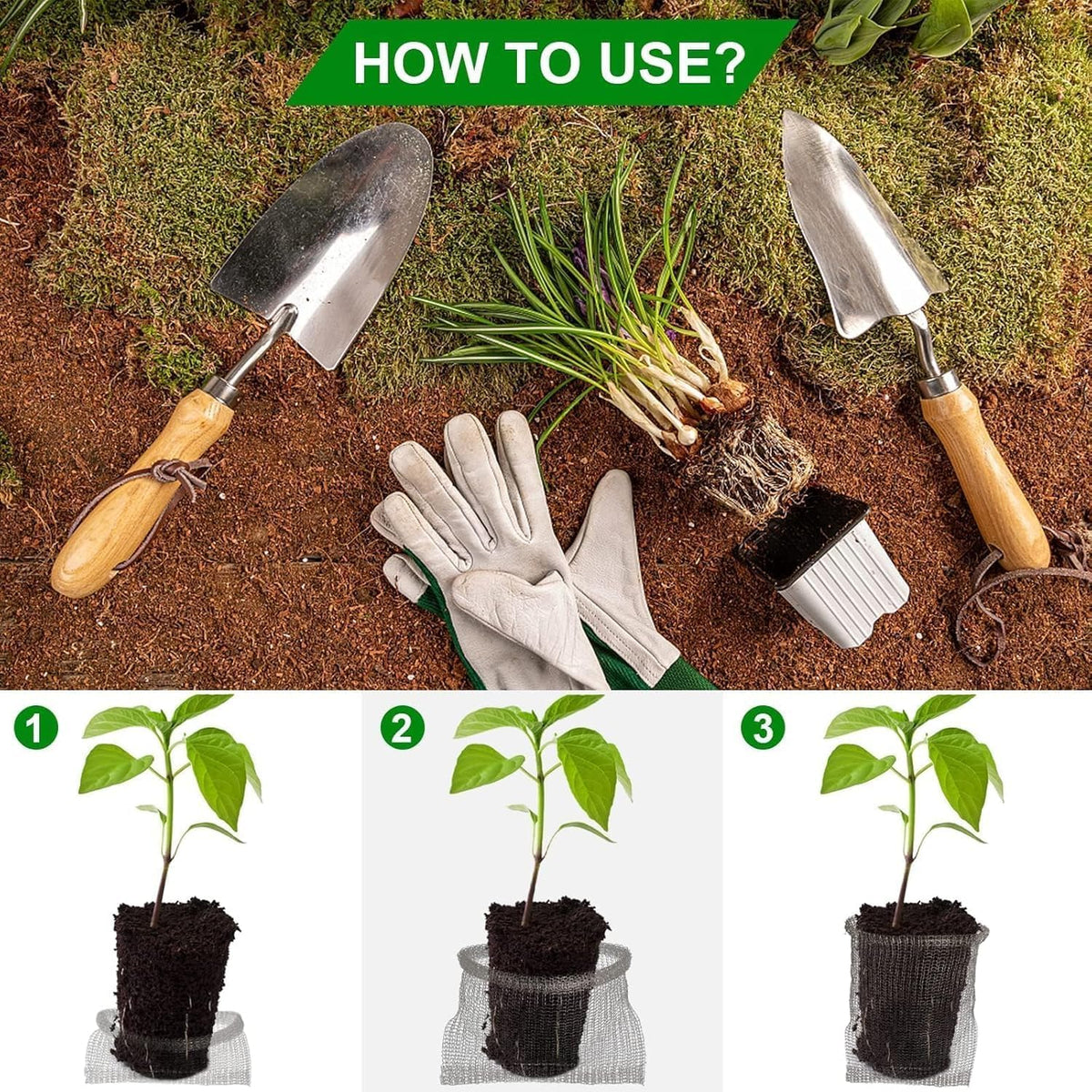 6 Pcs Plant Root Guard G-opher Basket 15 Gallon, Stainless Steel Metal Fruit Protection Bags, Underground G-opher V-ole Wire Mesh Baskets Cages for Planting, Protecting The Roots of Large Plants