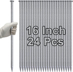 VVOKGO 16 Inch Rebar Stakes Metal Asphalt Anchoring Spikes Ground (24pcs), 1/2 Inch Diameter Galvanized Landscape Anchors Heavy Duty for Speed Bump, Handicap Threshold Ramps, Parking Limits Curb, Tarp