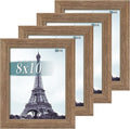 VCK 8x10 Picture Frame Set of 4 - Walnut, Gallery-Quality Wood Poster Frames, 1.1-Inch Wide Border, Polished Plexiglass, Vertical or Horizontal Wall & Tabletop Display for Photo/Art/Prints, Walnut