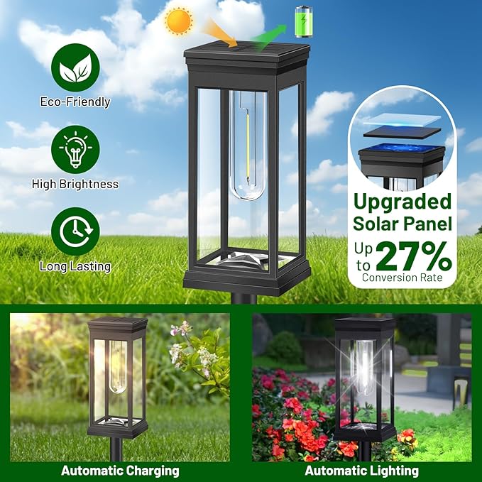 BesLowe 【Upgraded】 Solar Pathway Lights Outdoor, 12-Pack Large LED Solar Light Outdoor Waterproof, Super Bright Outside Lights for Yard, Sun-Powered Landscape Lighting for Garden Walkway, Cool White