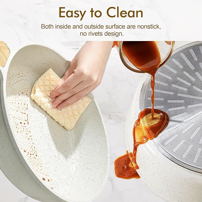 SENSARTE Nonstick Ceramic Saute Pan 10 Inch/3.5QT, Non-toxic Deep Frying Pan Skillet with Lid, Healthy Jumbo Cooker, Stay Cool Handle, Induction Compatible, PFOA & PFAS Free
