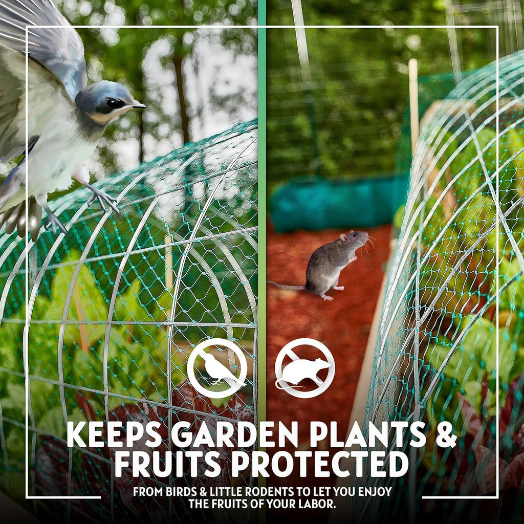 6-1/2 x 33 ft. Green Gentle Garden Netting/Row Cover/Screen | Protect Secure to Keep Away Birds and Rodents from Fruit, Vegetable, Flowers & Sensitive Plants, While Allowing Water & air in-2PK
