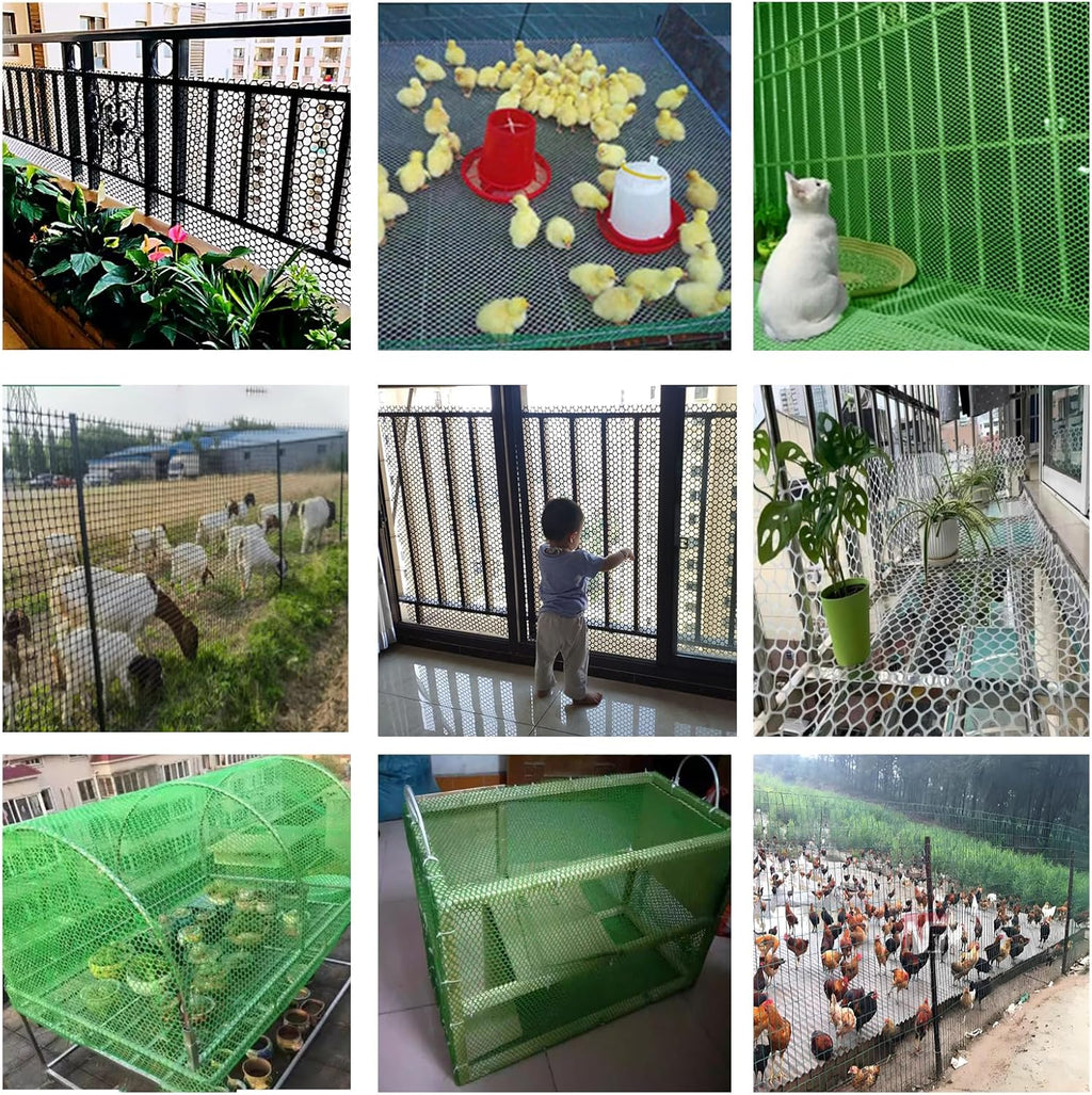 XIFENG Plastic Chicken Wire Mesh Fence Roll, Plastic Fencing Poultry Fencing Netting for Garden Fencing Farm Cats Dogs Rabbit Snake Animal Barrier(Size:0.47''mesh-33'L x 3.3'W Roll,Color:Black)