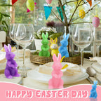 BBTO 4 Pcs Easter Bunny Candles Gift Set Rabbit Shape Spring Candles for Easter Bunny Decorations Party Table Home Decor Spring Celebrations