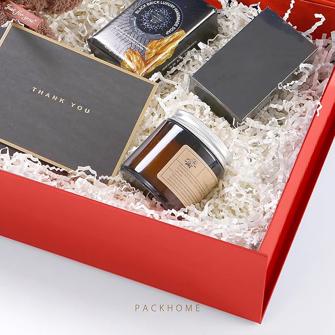 PACKHOME 6 Large Gift Boxes 13.5x10x3.5 Inches, Sturdy Shirt Boxes with Magnetic Lids for Multiple Occasions (Glossy Red)