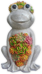Large Frog Solar Garden Outdoor Statues with Succulent and 8 LED Lights,Outside Solar Frog Art Decor for Lawn,Yard, Balcony Ornament