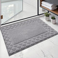 LUMI Bathroom Rugs, Ultra Soft Absorbent Bath Mat for Shower, Non Slip Washable Bath Rugs with Rubber Backing, Microfiber Plush Quick Dry Floor Mat for Bathtub, Floor, Grey, 17x30