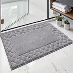 LUMI Bathroom Rugs, Ultra Soft Absorbent Bath Mat for Shower, Non Slip Washable Bath Rugs with Rubber Backing, Microfiber Plush Quick Dry Floor Mat for Bathtub, Floor, Grey, 17x30