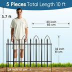 Garden Fence 32 inch H x 24 inch W, 5 Panels (4 Panels+1 Gate,Total 10 feet) Metal Decorative Border Folding Fence, Landscape Fencing for Dog Flower Bed, Yard, Animal Barrier