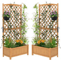 S AFSTAR Raised Garden Bed Outdoor Set of 2, 35.5x17.5x71-inch Planter Box with Trellis & Removable Bottom Base, Trellis Planter for Hanging Baskets, Idea for Patio Balcony Yard Against Wall