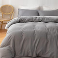 King Duvet Cover 1000 Thread Count 100% Egyptian Cotton Luxury Hotel Quality Quilt Cover & Pillow Sham - 5Pc All Season Duvet Cover Set with Zipper Closure & Corner Ties - (Cal King/King, Light Grey)
