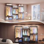 IZEUK Heavy Duty Garment Rack, Wardrobe Combination and Tall Dresser with Hanging Rack for Clothes with 5 Rods, Freestanding Adjustable Metal Closet Organizer, 15.7" D x 70.8" W x 76.5" H, Black