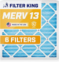 Filter King 20x20x1 Air Filter | 6-PACK | MERV 13 HVAC Pleated A/C Furnace Filters | MADE IN USA | Actual Size: 19.5 x 19.5 x .75"