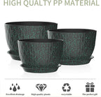 12/10/9 Inch Plant Pots, 3 Pack Large Flower Pots for Indoor and Outdoor Plants with Water Ripples, Large Plastic Flower Pots with Drainage Holes and Tray for Garden Indoor Plants