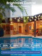 SUNSGNE G40 Globe White String Lights Outdoor - 100FT White Patio Lights with 52 Shatterproof Dimmable LED Bulbs(2 Spare) for Room Party Bistro Pergola Tents Decor