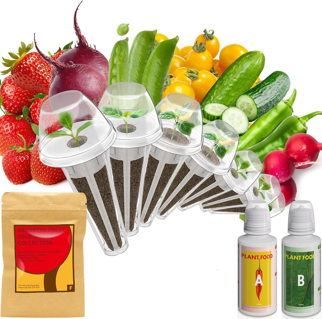 inbloom Fruit Seed Pod Kit for AeroGarden, Ahopegarden, GARDENCUBE, MUFGA, iDoo Hydroponics Growing System, 7-Pods (350+ Seeds Include Strawberry, Tomato, Cucumber, Pea, Ruby Queen Beet)