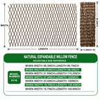 Expandable Garden Trellis Plant Support Willow Lattice Fence Panel for Climbing Plants Vine Ivy Rose Cucumbers Clematis 36X92 Inch