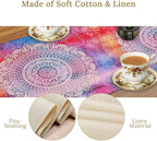 Vintage Mandala Table Runner, Bohemian Indian Purple Starry Colorful Floral Print Table Runner for Home Kitchen Dining Table Party Decor, 13x120inch