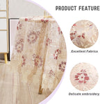 Round Embroidered Lace Tablecloth Vintage Decorative Exquisite Border Table Cover for Party Wedding Home Decorations, Round-60, Red