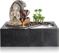 Dyna-Living Water Fountains Indoor Small Tabletop Water Fountain Waterfall Fountain with Zen Garden LED Warm Light Buddha Fountains Indoor for Home Zen Room Decor